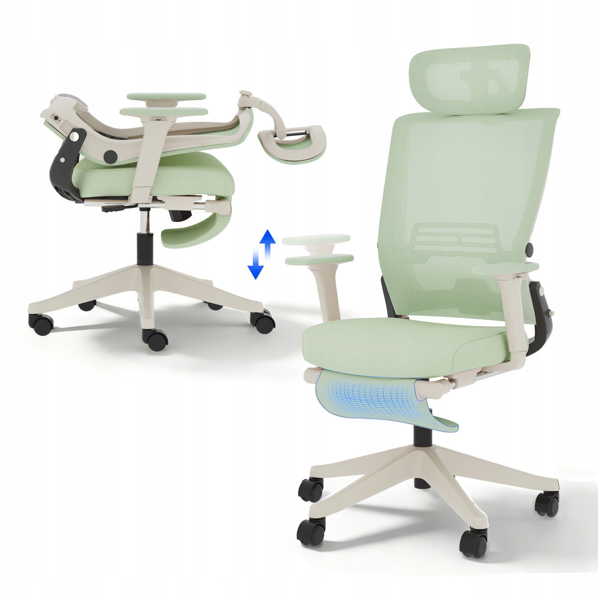 krzeslo biurowe ergonomiczne FLEXISPOT Foldex składane podnóżek siatka TÜV