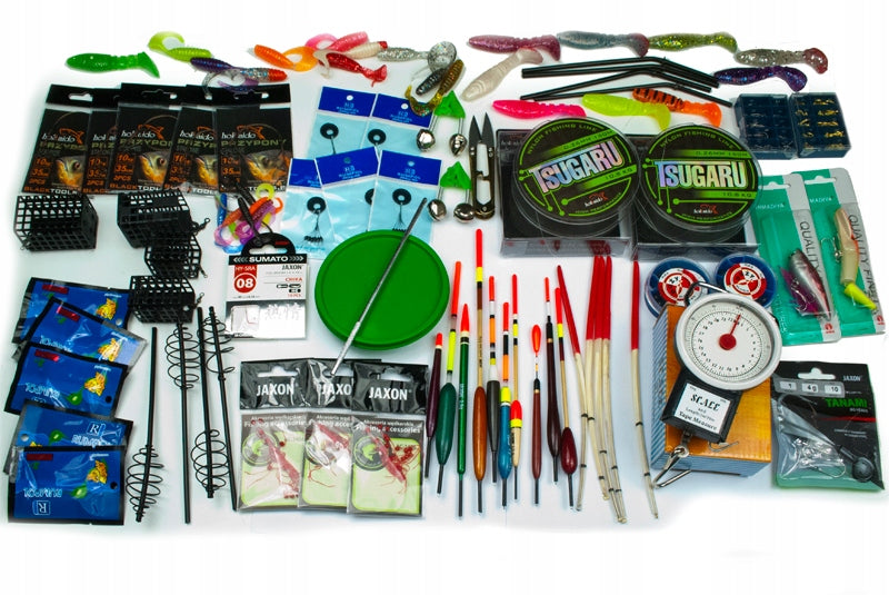 large FISHING BOX + set of 200 accessories FOR GIFT, float ground Total length 34 cm