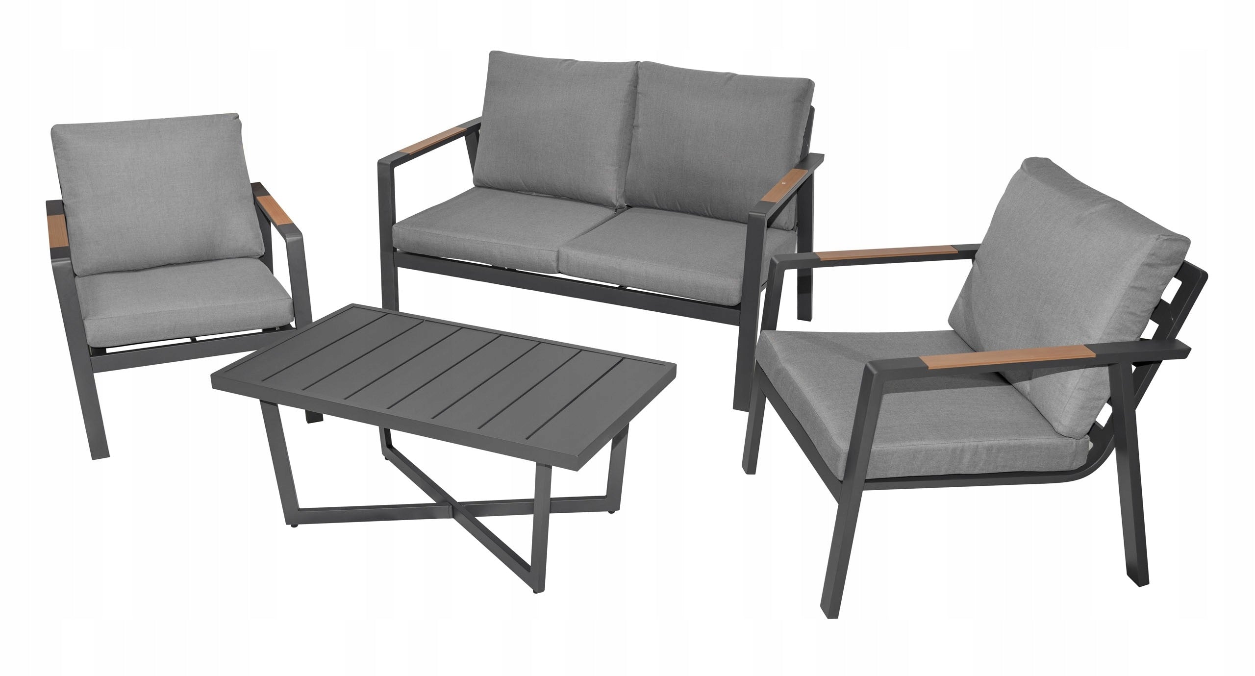 lightweight and durable GARDEN FURNITURE aluminum SOFA + 2 ARMCHAIRS + TABLE Main material metal