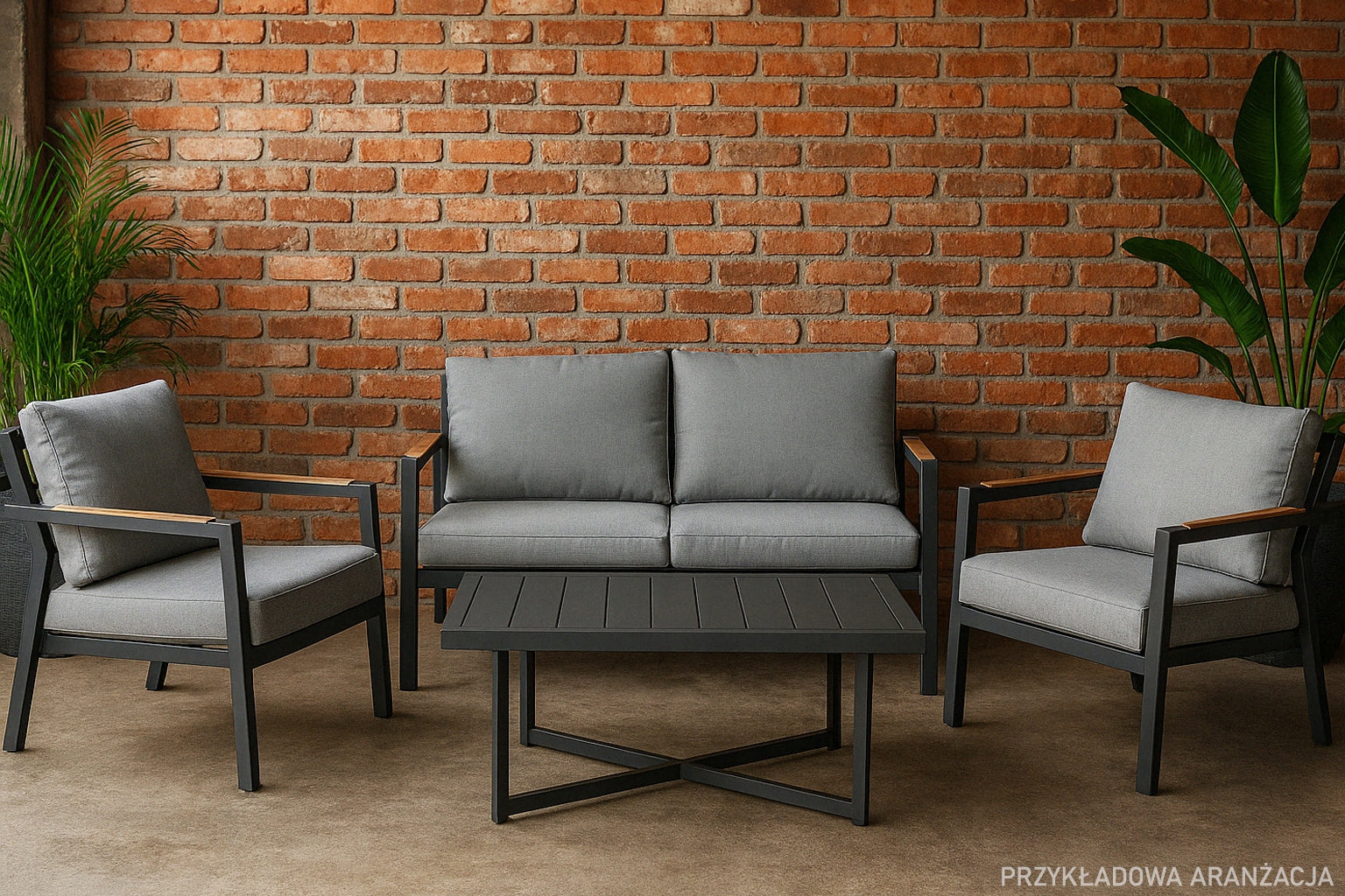 lightweight and durable GARDEN FURNITURE aluminum SOFA + 2 ARMCHAIRS + TABLE Packaging status original