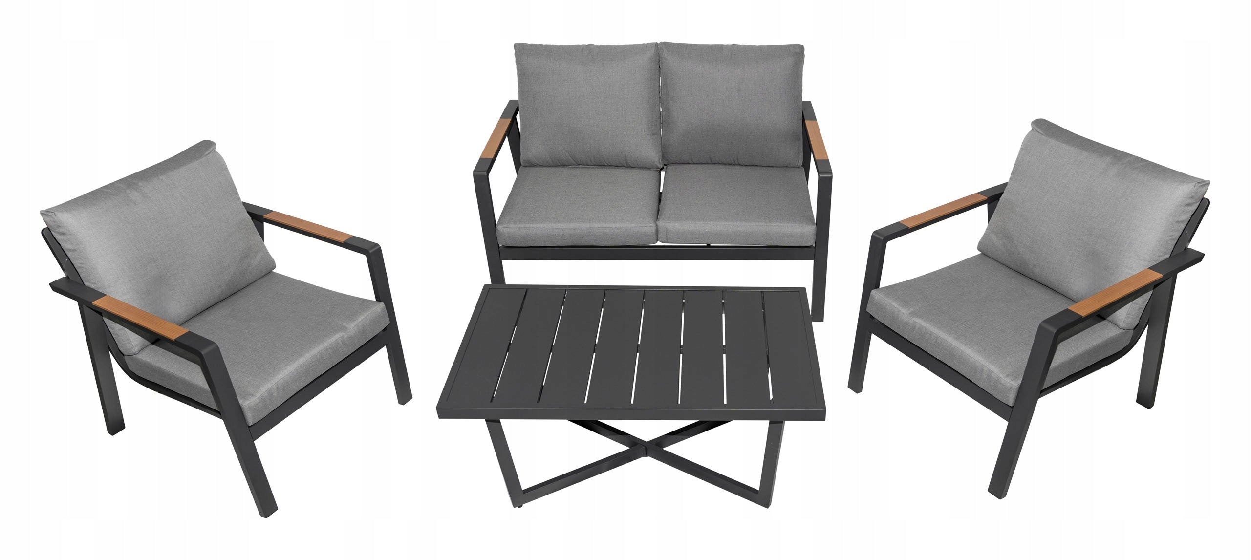lightweight and durable GARDEN FURNITURE aluminum SOFA + 2 ARMCHAIRS + TABLE