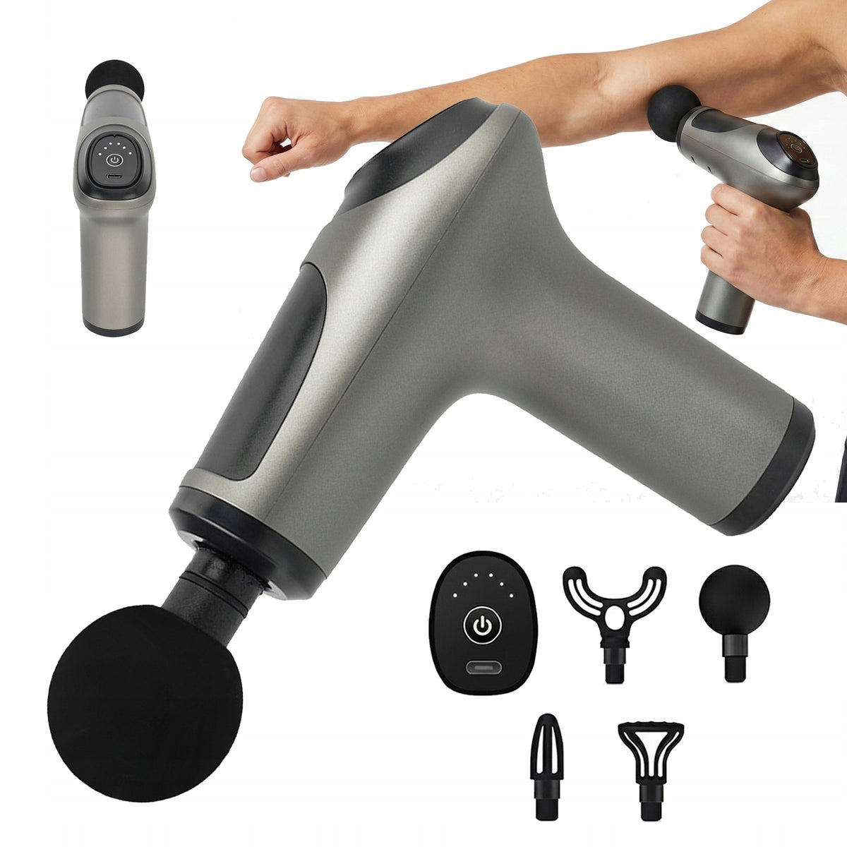 massage gun 3200 rpm with 4 massage heads grey-black