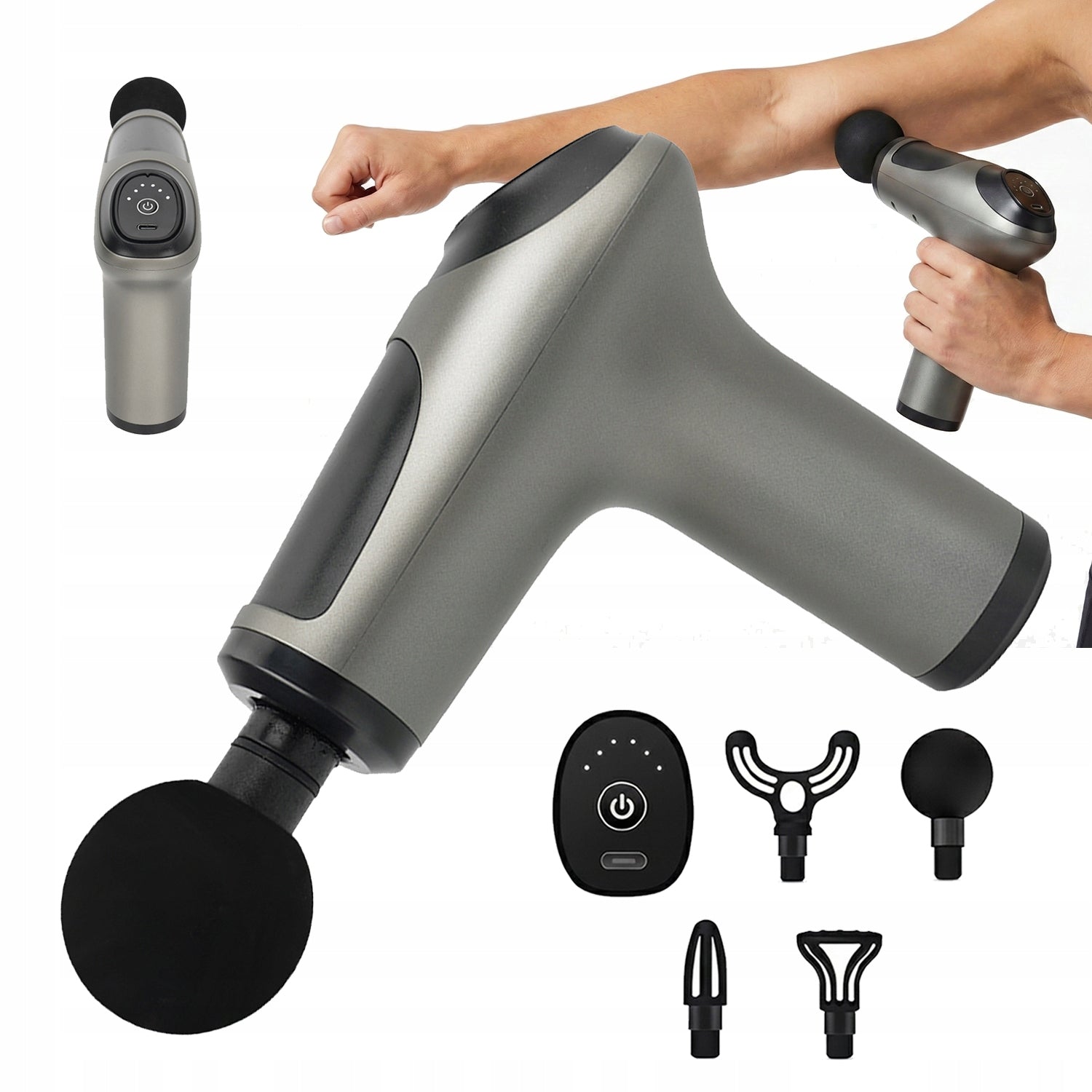 massage gun 3200 rpm with 4 massage heads grey-black