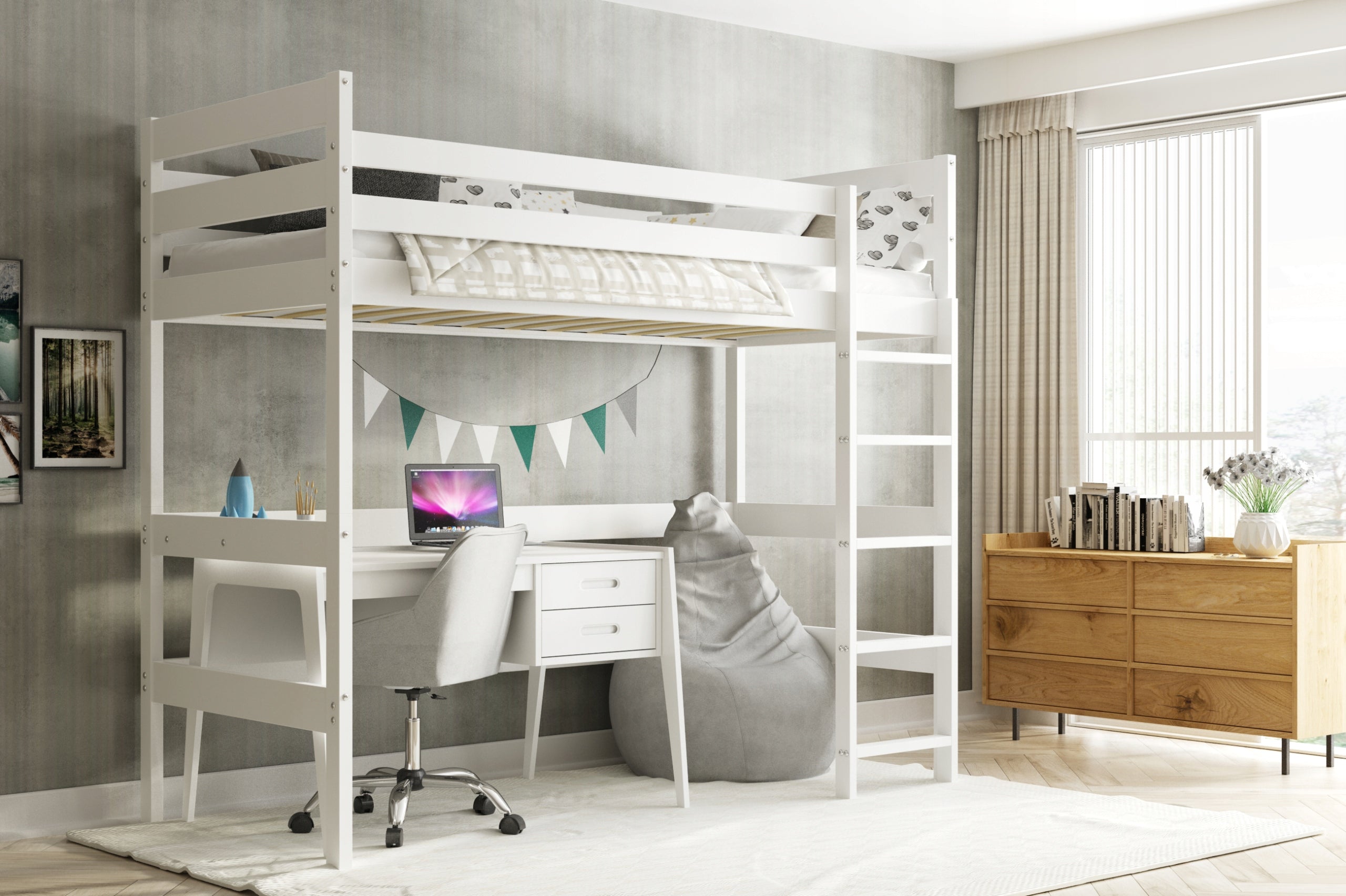 mezzanine 200x90 bunk bed with mattress from Interbeds Brand INTERBEDS