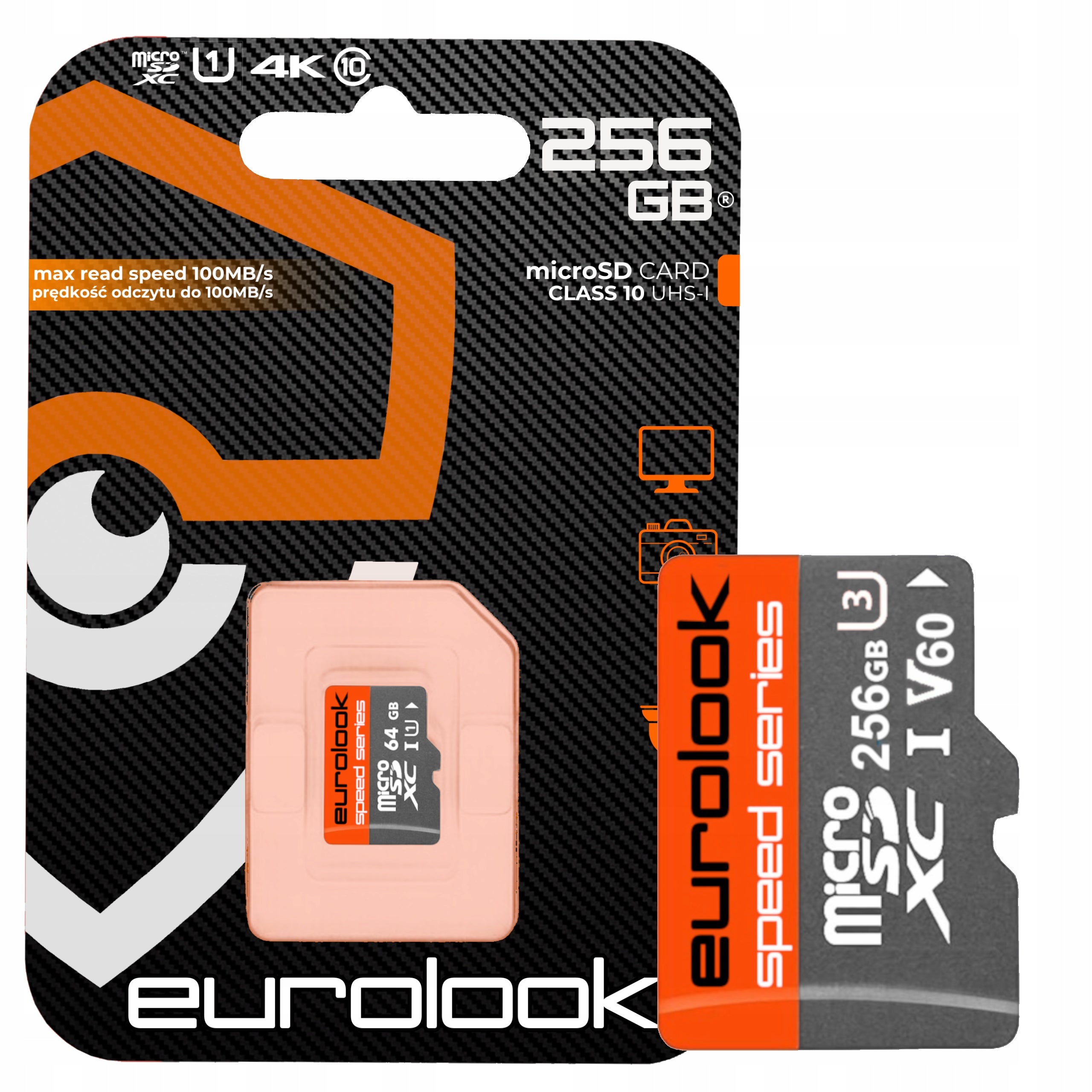 microSD Memory Card EUROLOOK Class 10 256 GB V30 Dedicated for WiFi Cameras