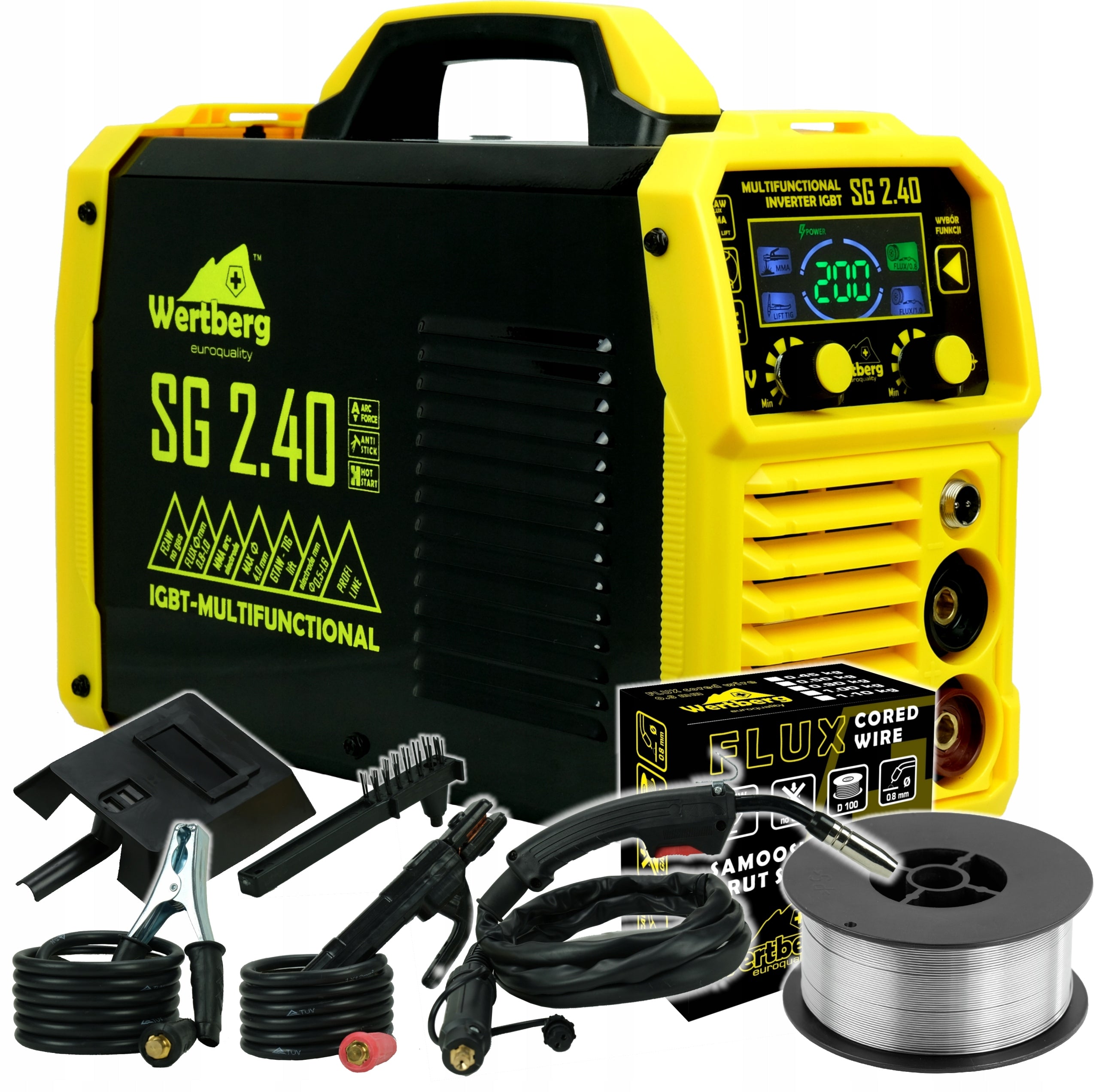 migomat semi-automatic wire FLUX MMA inverter welding machine TIG 200A IGBT LCD HOT
