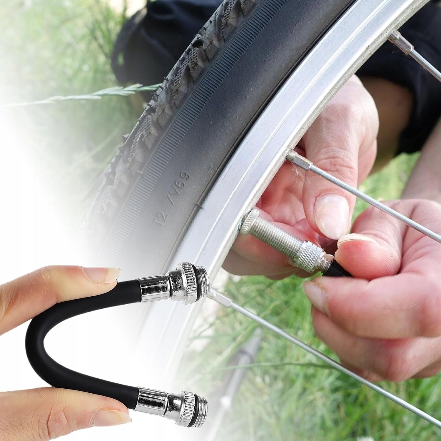 mini bicycle pump 100 PSI, aluminium with hose + accessories RIDERACE Brand no brand
