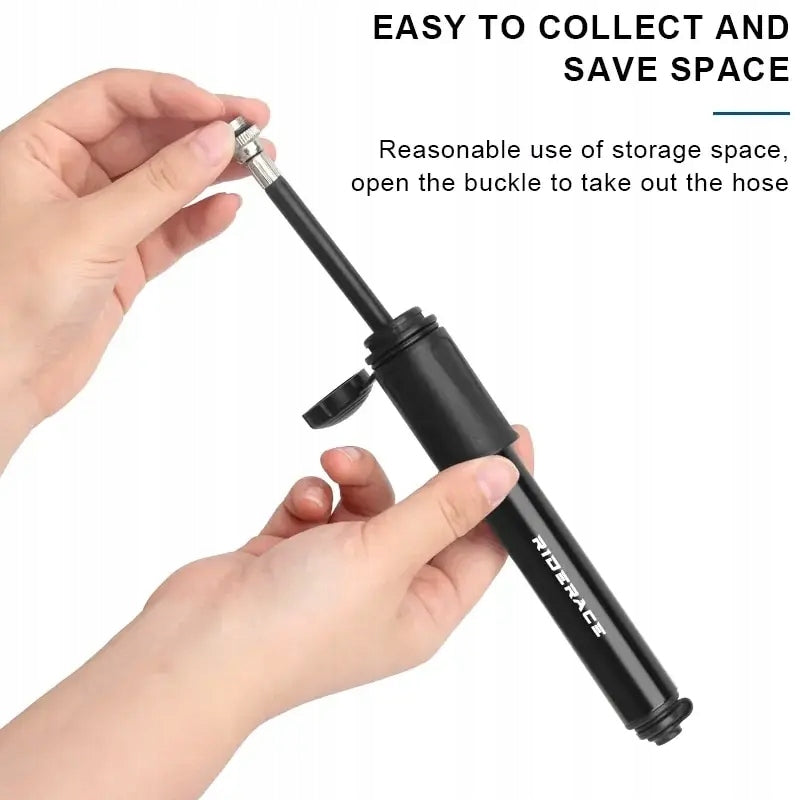mini bicycle pump 100 PSI, aluminium with hose + accessories RIDERACE Dominant material synthetic material