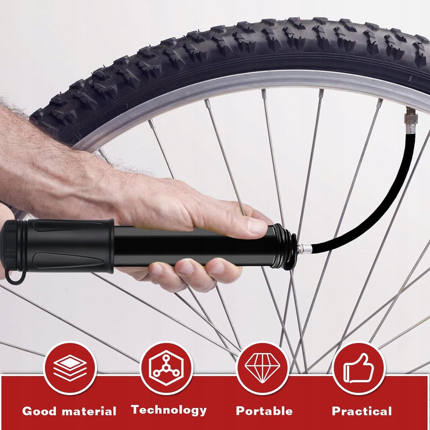 mini bicycle pump 100 PSI, aluminium with hose + accessories RIDERACE Manufacturer code Zzixingchedaqitong283