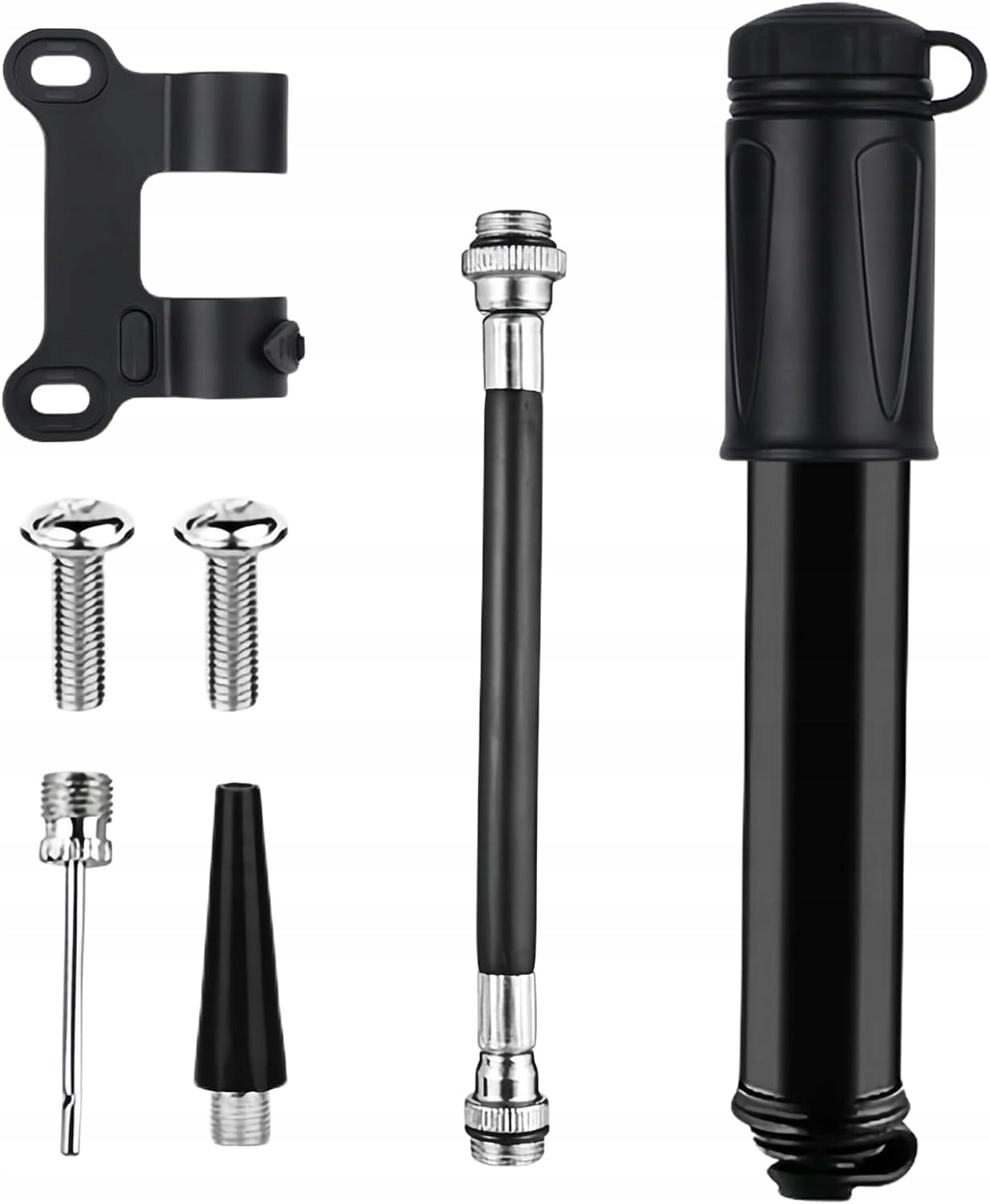 mini bicycle pump 100 PSI, aluminium with hose + accessories RIDERACE