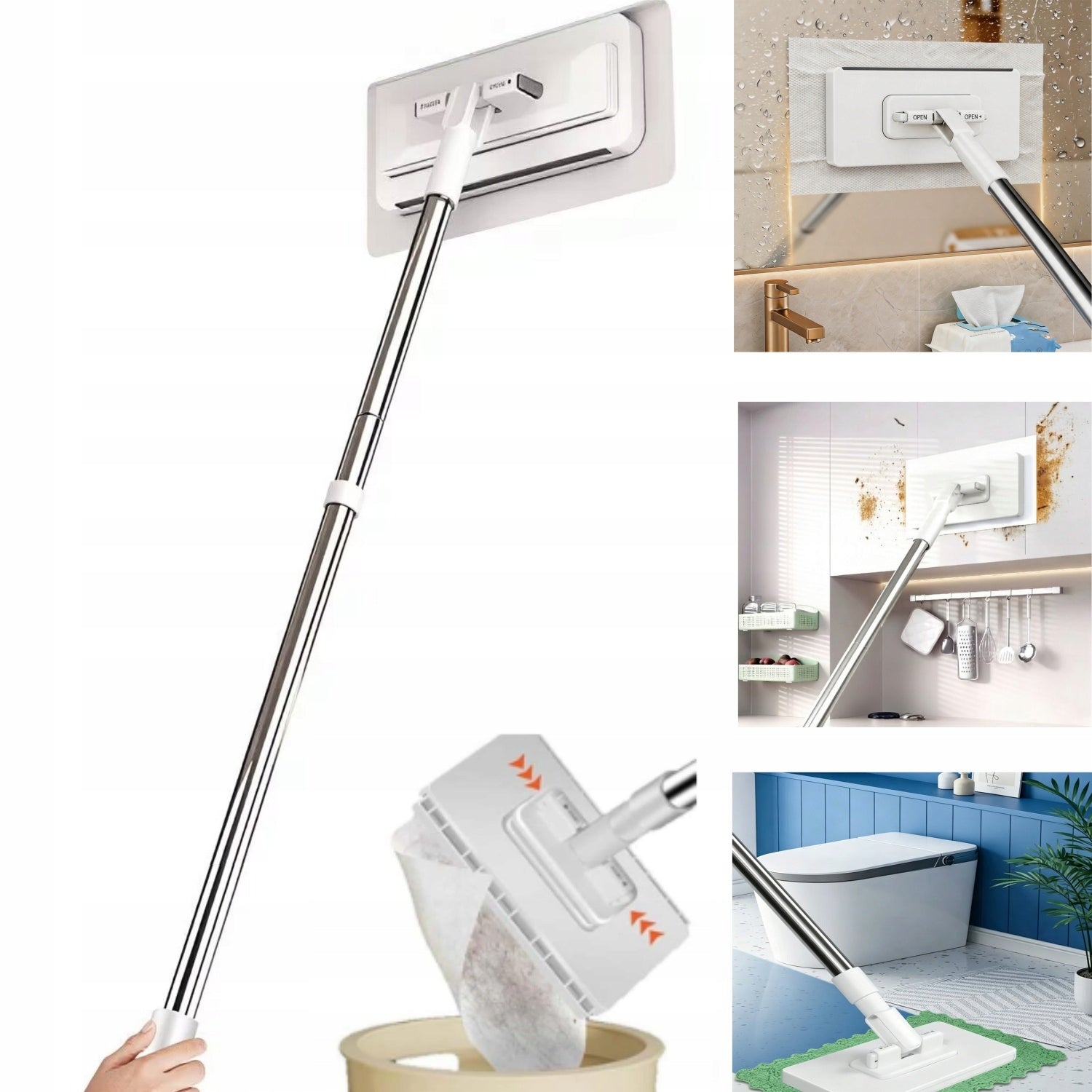 mini mop płaski z wymianą ściereczki do czyszczenia okien, ścian, szczelin