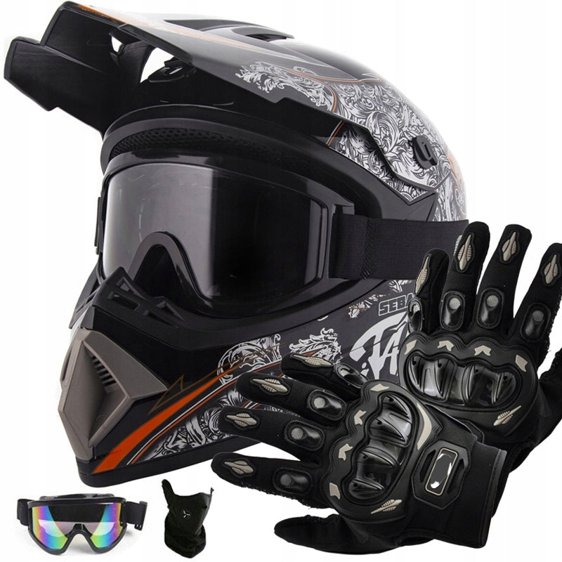 motocross helmet children's set Full-Face - off-road goggles + gloves