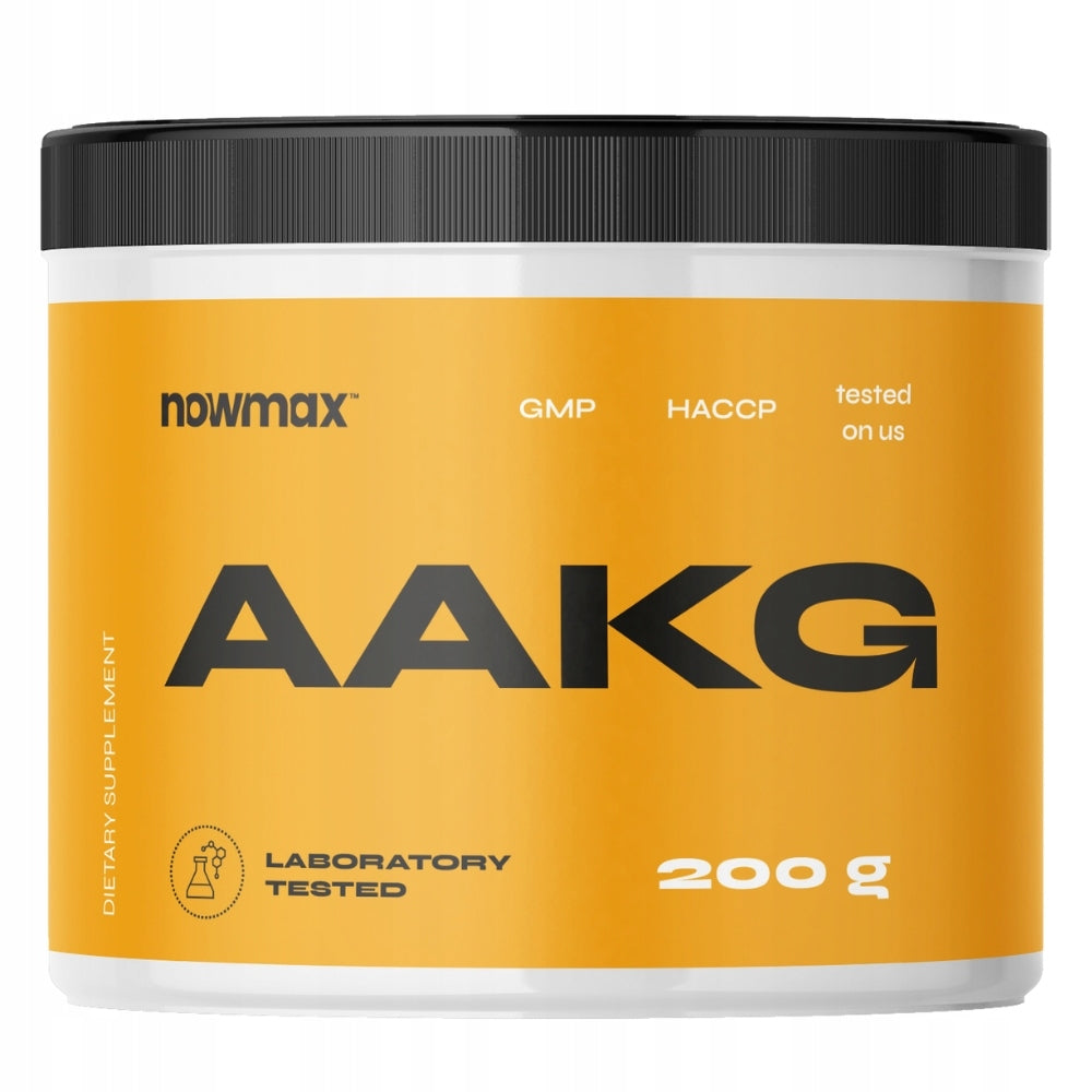 nowmax AAKG 200 g PRE-WORKOUT A-AKG STRENGTH 40 SERVINGS PUMP Expiration date at least six months from the date of purchase