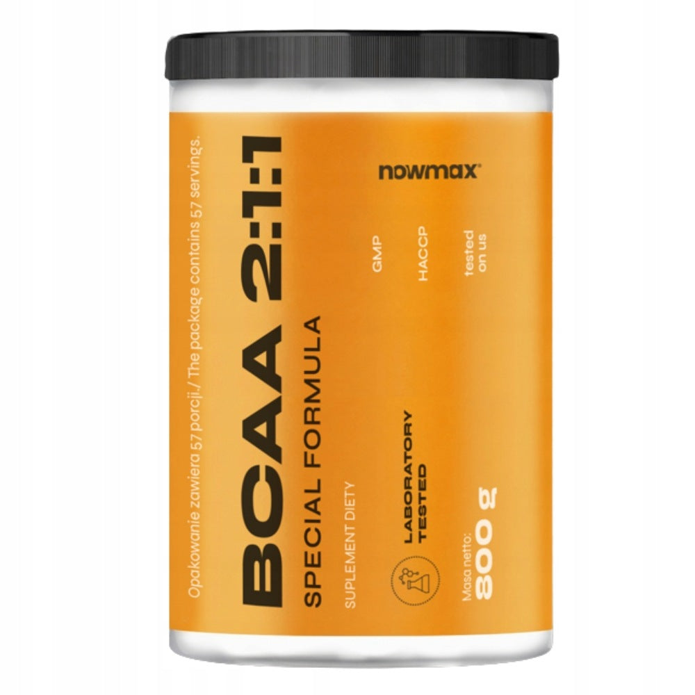 nowmax BCAA 2:1:1 800 g AMINO ACIDS LEUCINE VALINE MUSCLE MASS STRENGTH Expiration date at least six months from the date of purchase