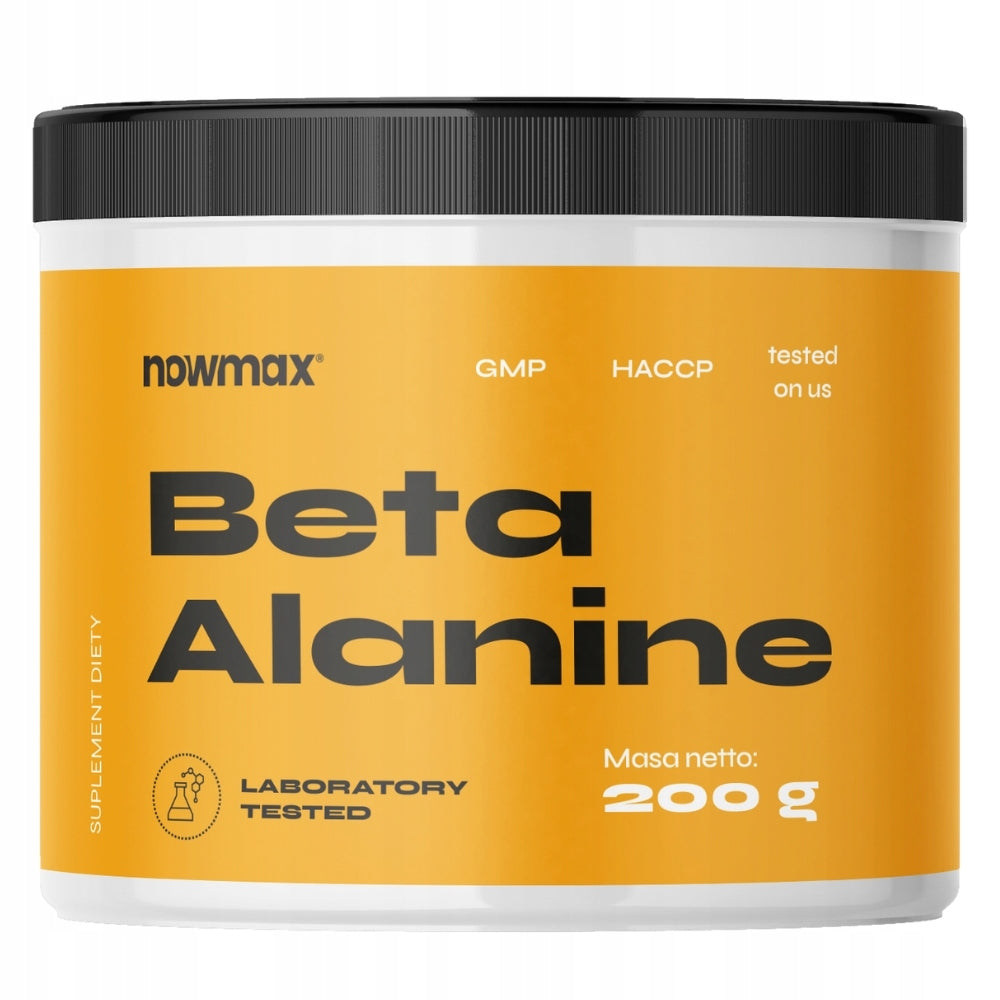 nowmax BETA ALANINE 200 g BETA ALANINE STRENGTH AND STRENGTH AMINO ACIDS Packaging status original