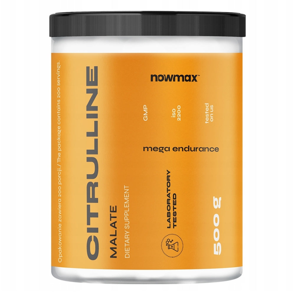 nowmax CITRULLINE MALATE 500 g CITRULLINE MALATE AMINO ACIDS STRENGTH Expiration date at least six months from the date of purchase