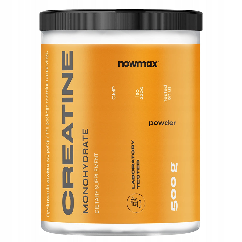 nowmax CREATINE MONOHYDRATE 500 g CREATINE STRENGTH ENERGY Packaging status original