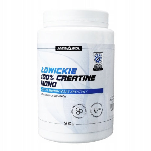 Łowickie 100% Creatine Monohydrate 500g MEGABOL Creatine Strength Muscle Mass Expiration date at least six months from the date of purchase