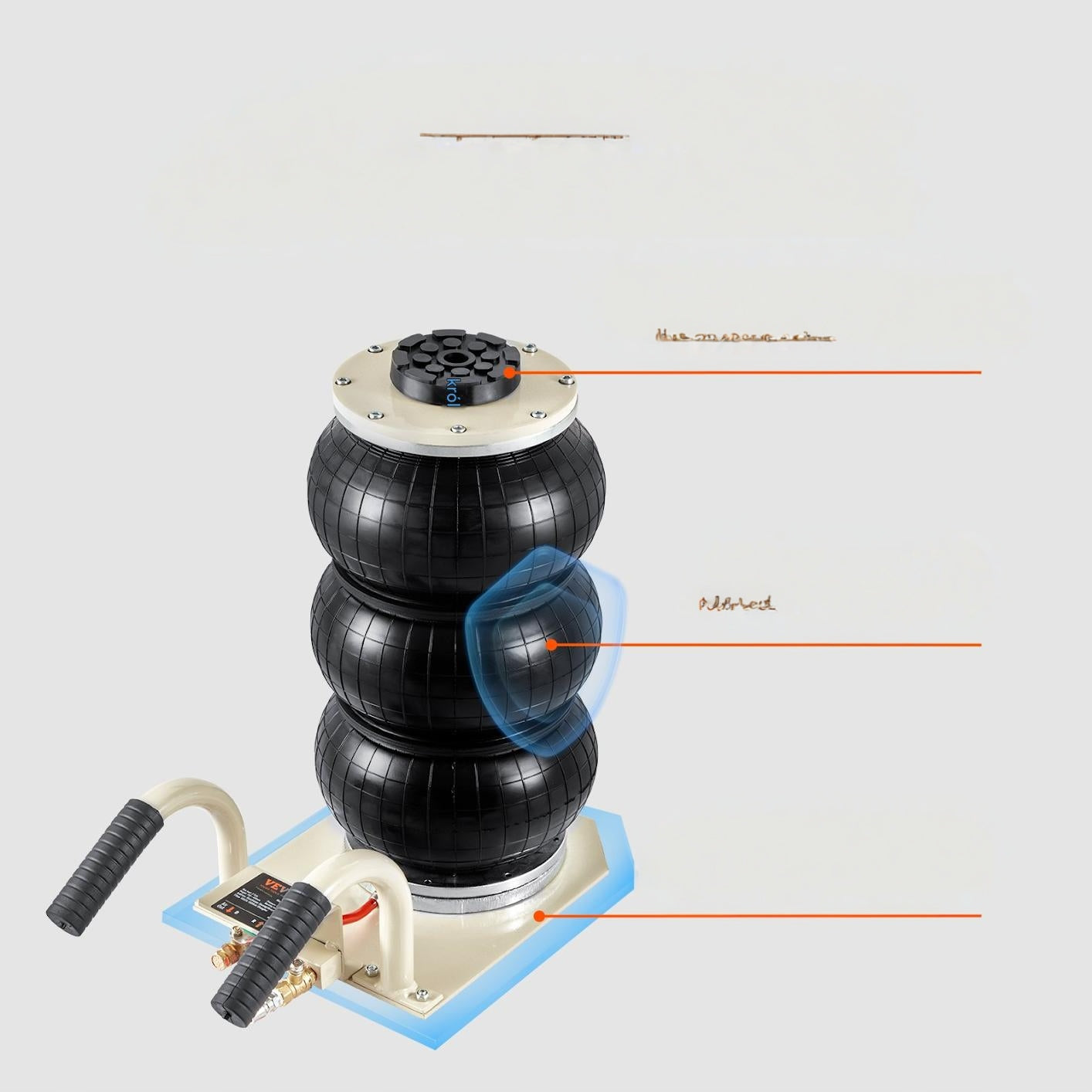 pneumatic lift 3T 140 - 450 mm Minimum lifting height 140 mm