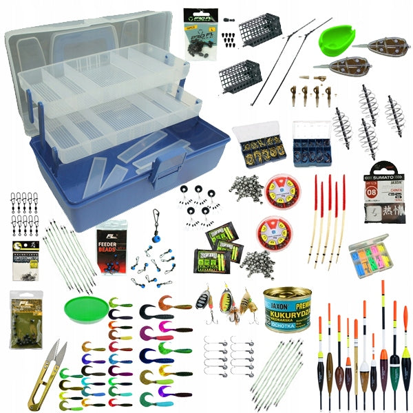 set FISHING BOX + 307 accessories float feeder ground spinning Total length 30 cm