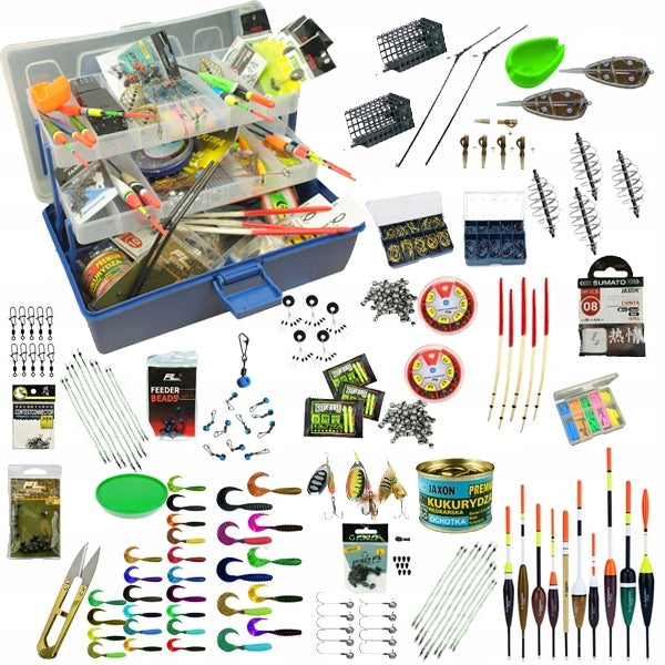 set FISHING BOX + 307 accessories float feeder ground spinning