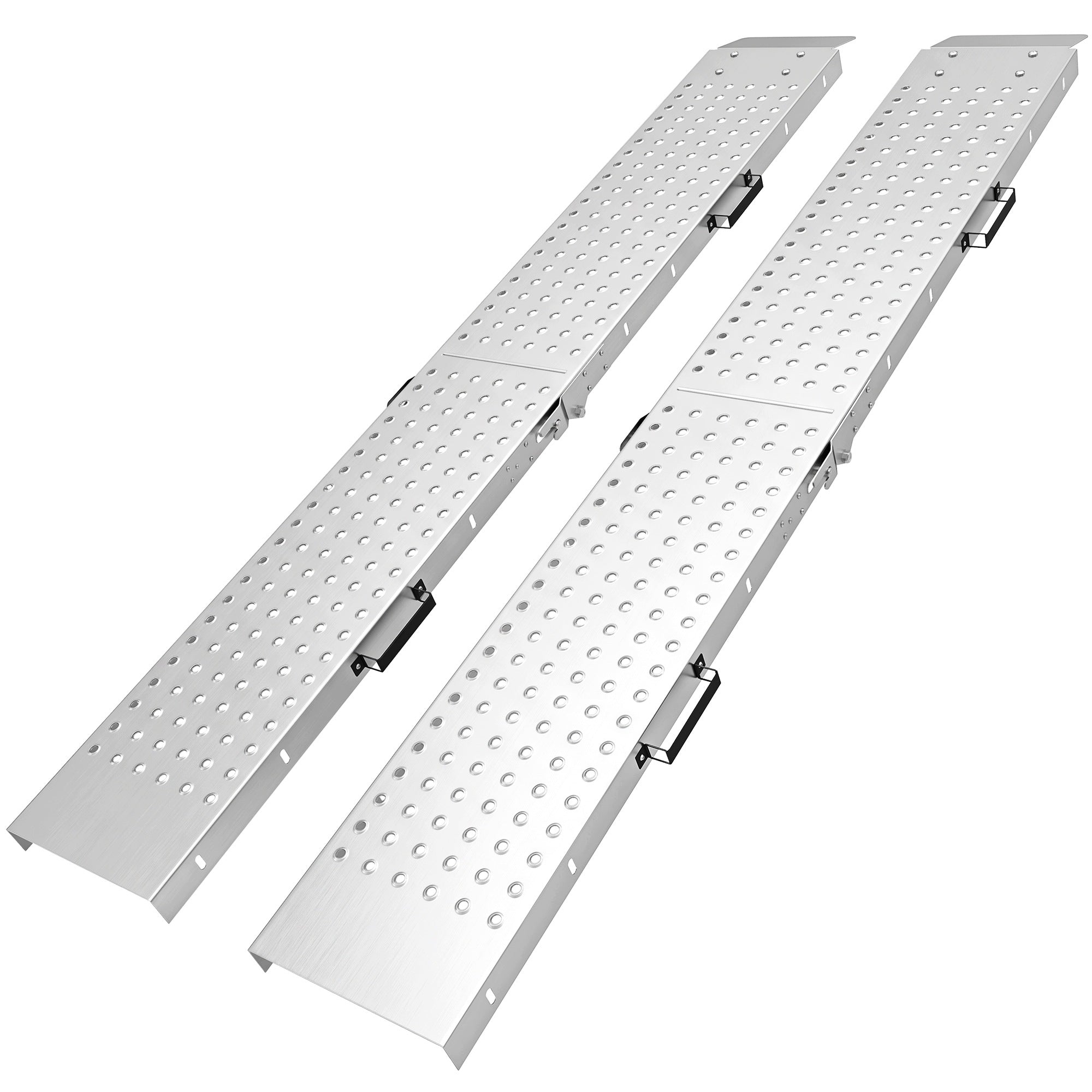 set of 2 folding metal ramps HOMCOM with handles, silver