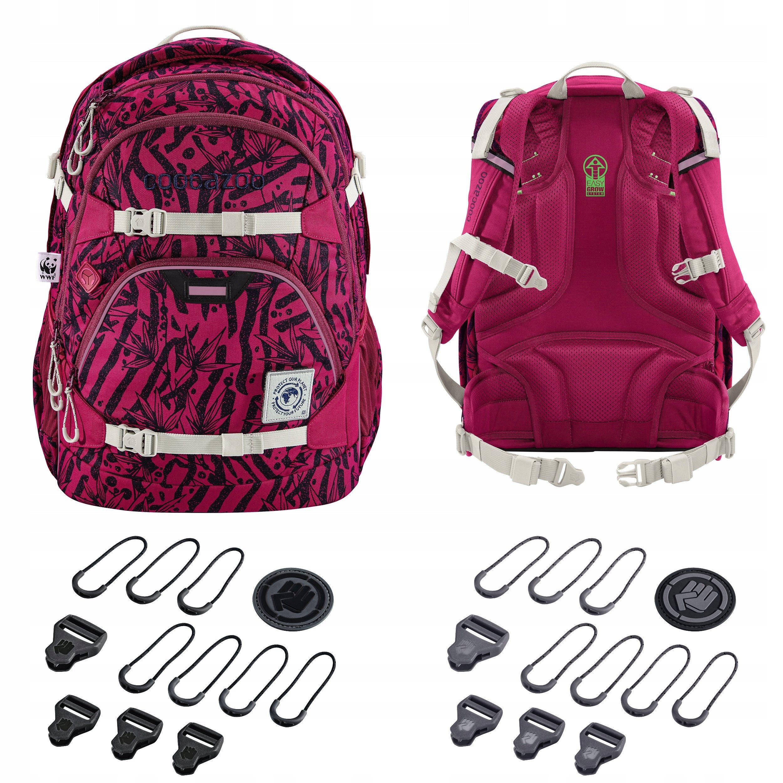 setCoocazoo backpack + replacement MatchPatch, 135-180cm 4 compartments reflectors