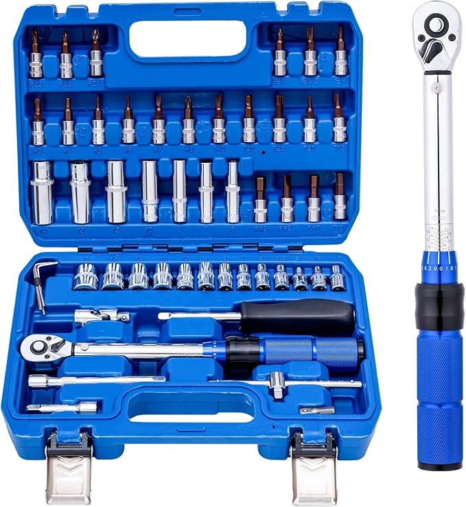 suitcase 1/4" KATSU Torque wrench 50 el set 5-25Nm CRV 72 teeth