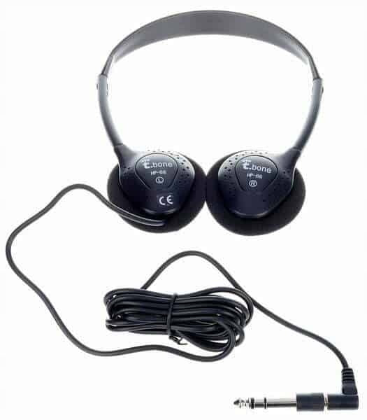 the t.bone HP 66 lightweight 32 Ohm over-ear headphones + 6.3 mm jack adapter Brand THE T.BONE