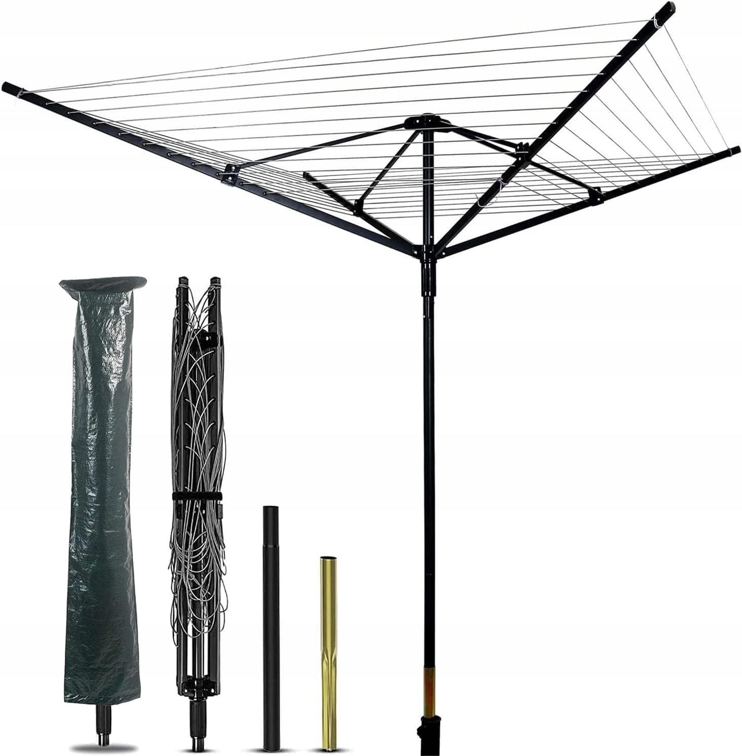 uyoyous rotary laundry rack 50m aluminum black folding