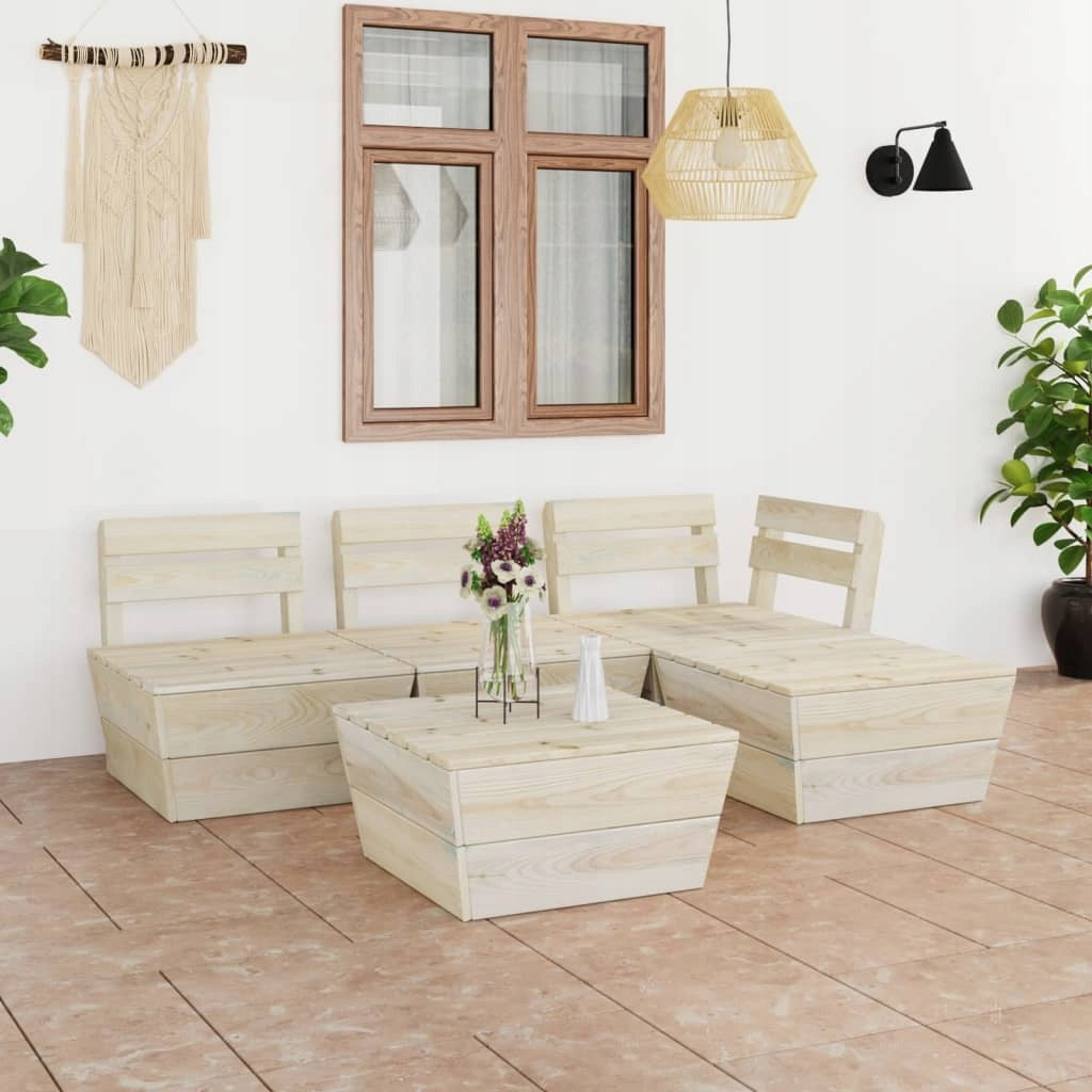 vidaXL 5-piece set of furniture from pallets for the garden, impregnated spruce Manufacturer VidaXL