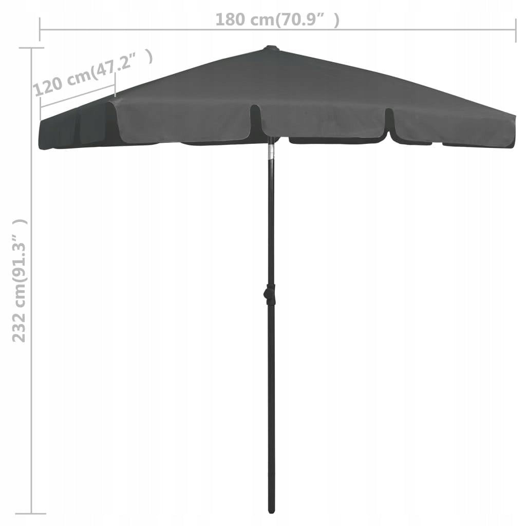 vidaXL Beach umbrella, anthracite, 180x120 cm Kind classic