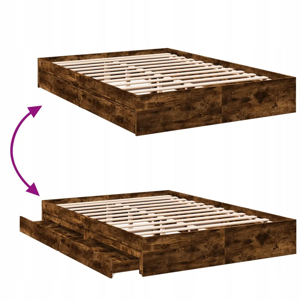 vidaXL Bed frame with drawers, smoky oak, 160x200 cm EAN (GTIN) 8721102623004