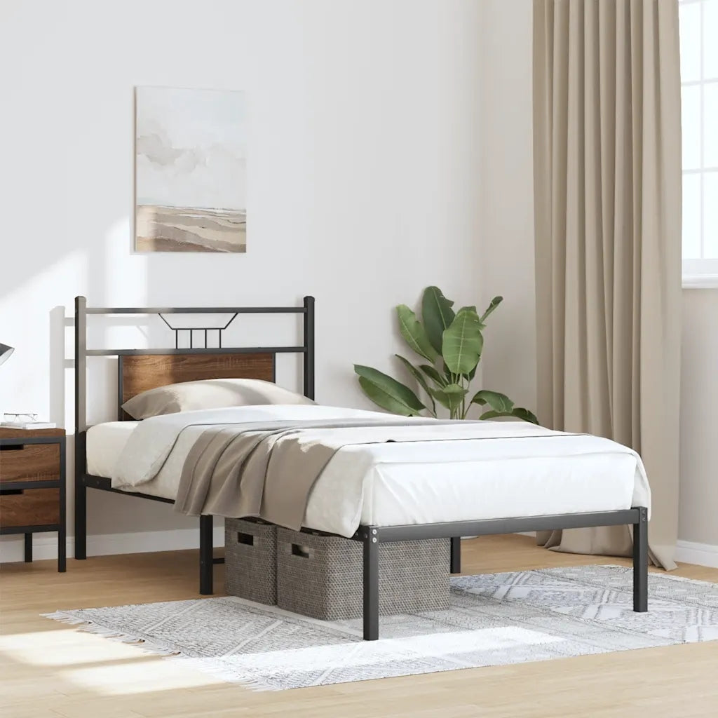 vidaXL Bed without mattress, brown oak, 75x190 cm Kind Other