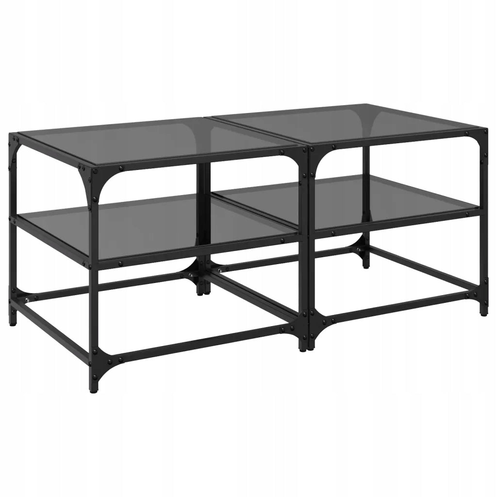 vidaXL Coffee tables with black glass top, 2 pcs, 50x50x45 cm Brand VidaXL