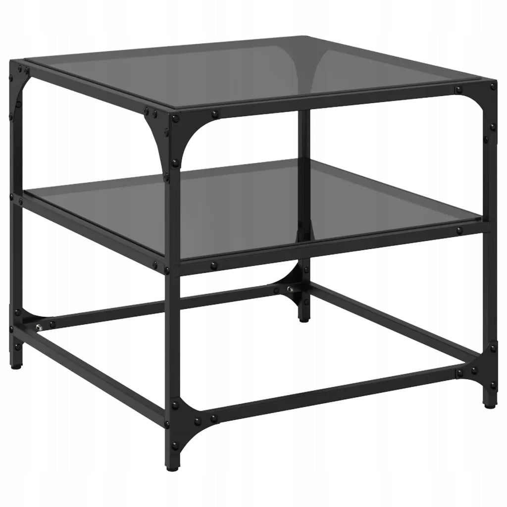 vidaXL Coffee tables with black glass top, 2 pcs, 50x50x45 cm Unfolded width 50 cm