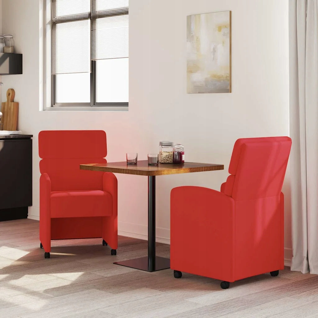 vidaXL Dining chairs on wheels 2 pcs Red 58 x 65 x 98 cm Color red