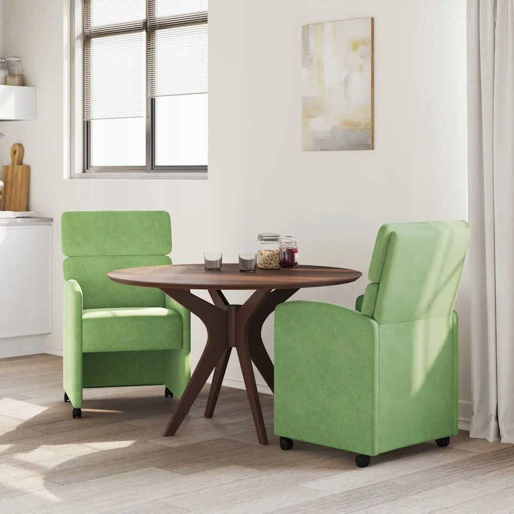 vidaXL Dining chairs on wheels 2 pcs light green 58 x 65 x 98 cm Color green