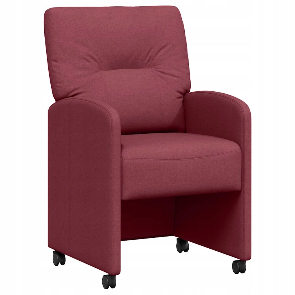 vidaXL Dining chairs on wheels 2 pcs red wine fabric Material other