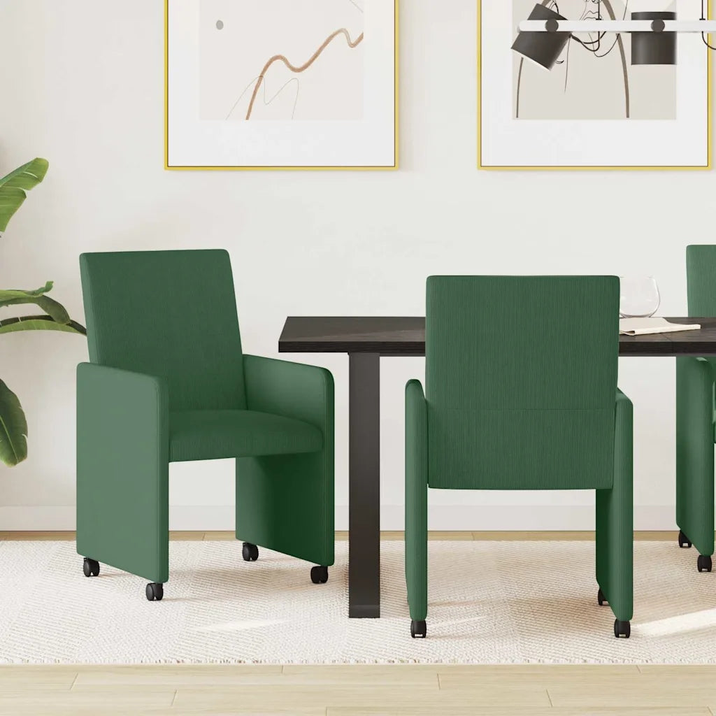 vidaXL Dining chairs on wheels with wheels 2 pcs Grey green