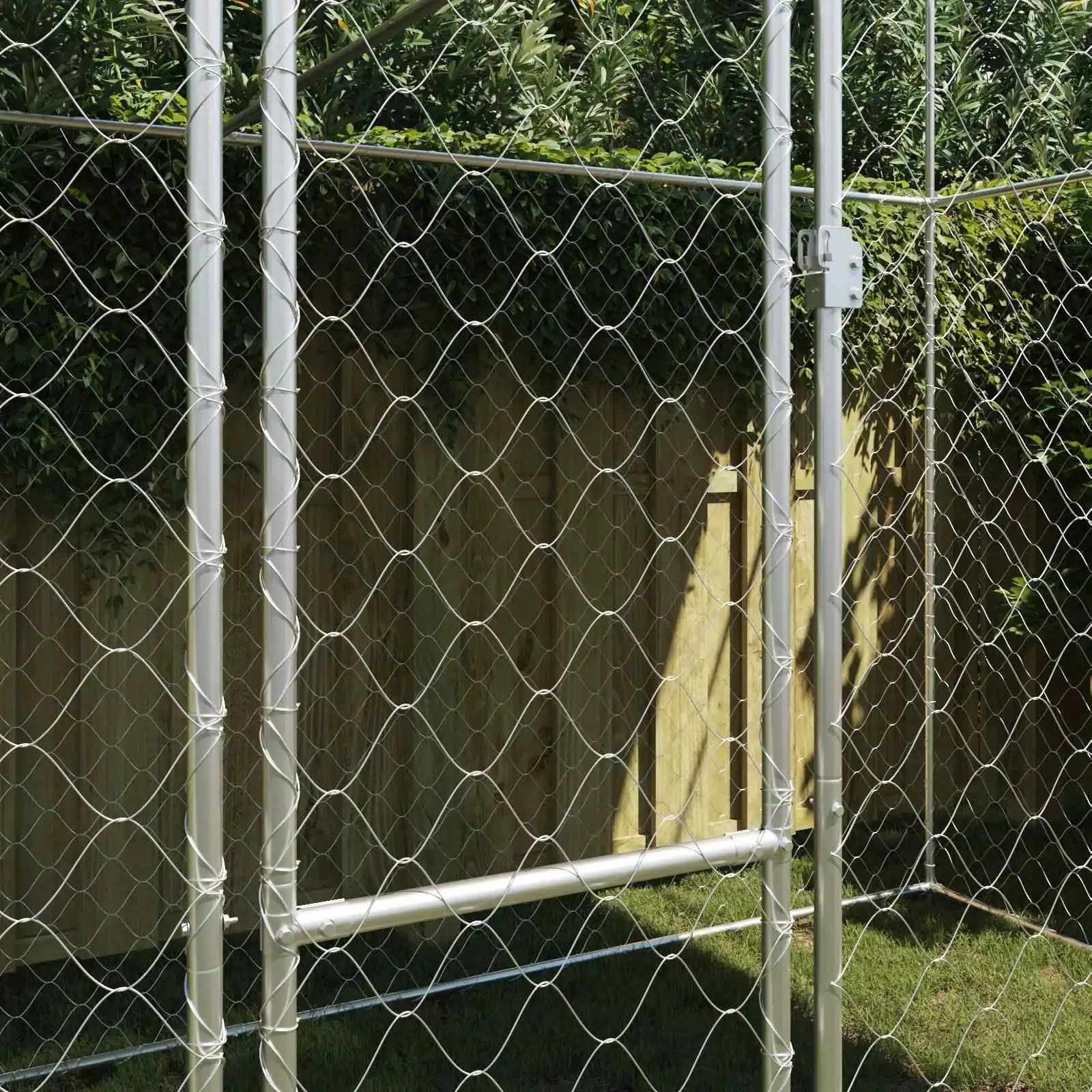 vidaXL Dog Cage with Roof Silver 400 x 200 x 256 cm Steel and PE Brand VidaXL