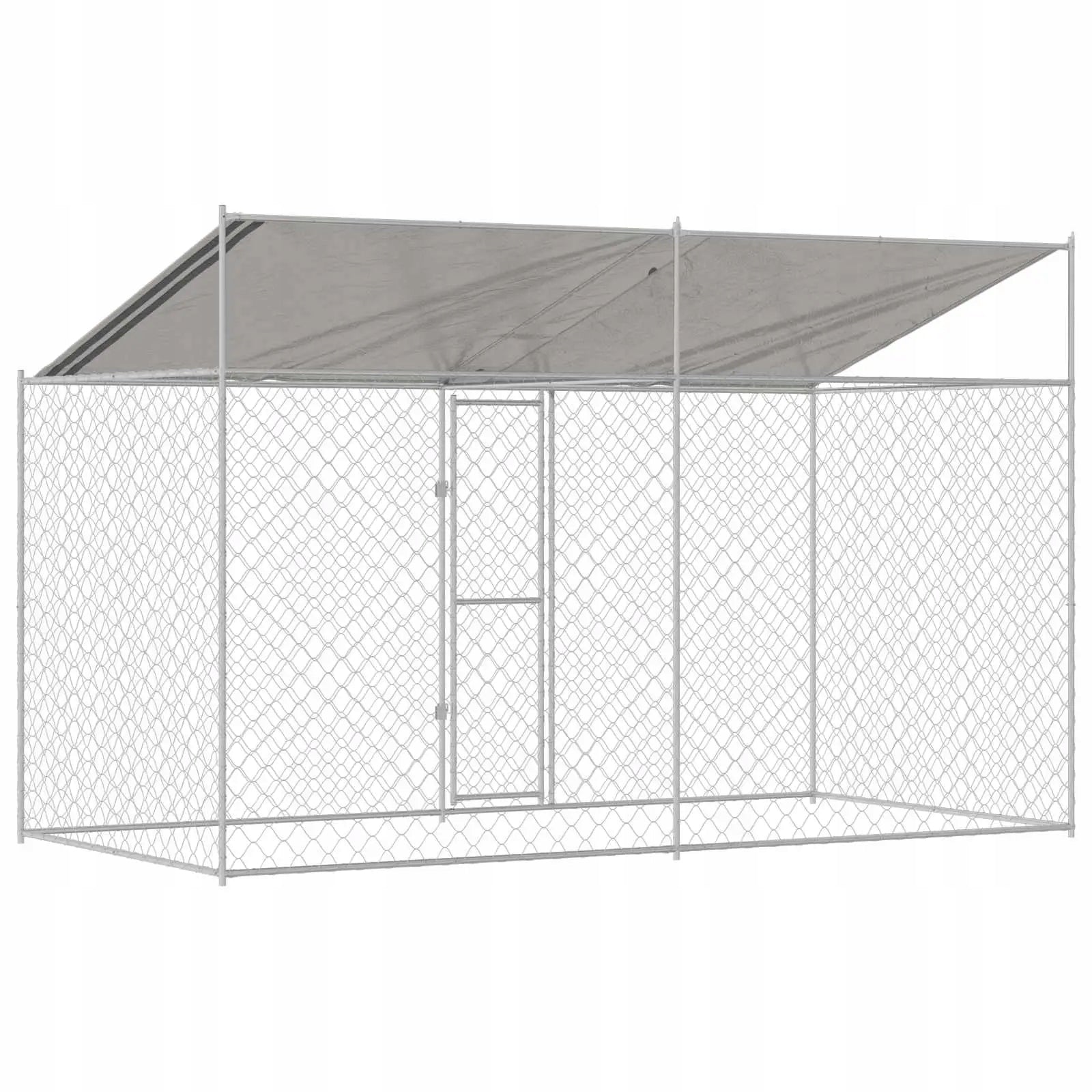 vidaXL Dog Cage with Roof Silver 400 x 200 x 256 cm Steel and PE Dog size not specified