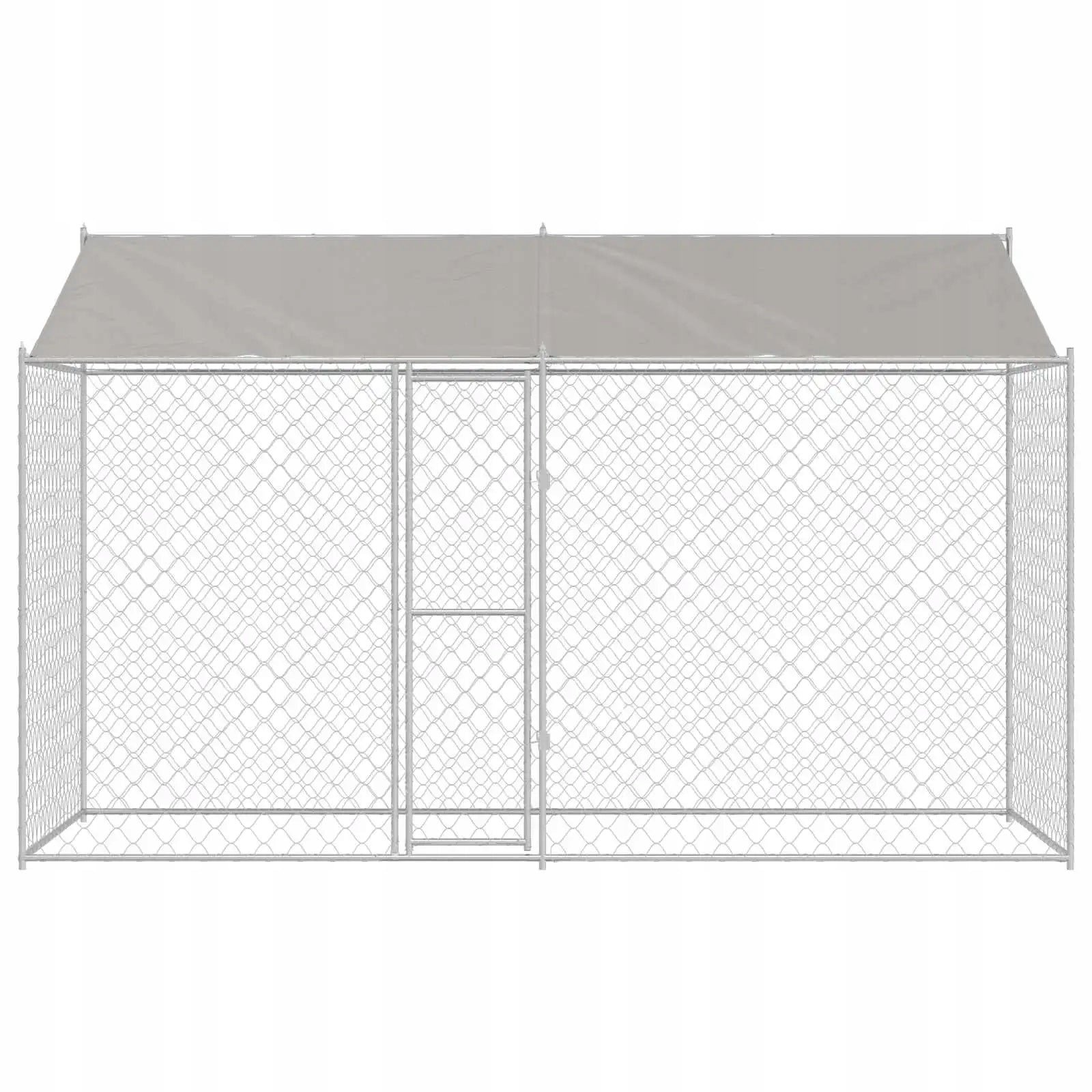 vidaXL Dog Cage with Roof Silver 400 x 200 x 256 cm Steel and PE Length 256 cm