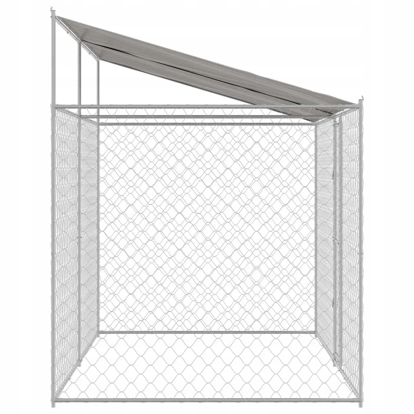 vidaXL Dog Cage with Roof Silver 400 x 200 x 256 cm Steel and PE Product weight with unit packaging 37.25 kg