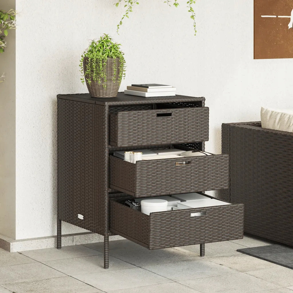 vidaXL Garden cabinet, brown, 55x59x80 cm, polyrattan Length 55 cm