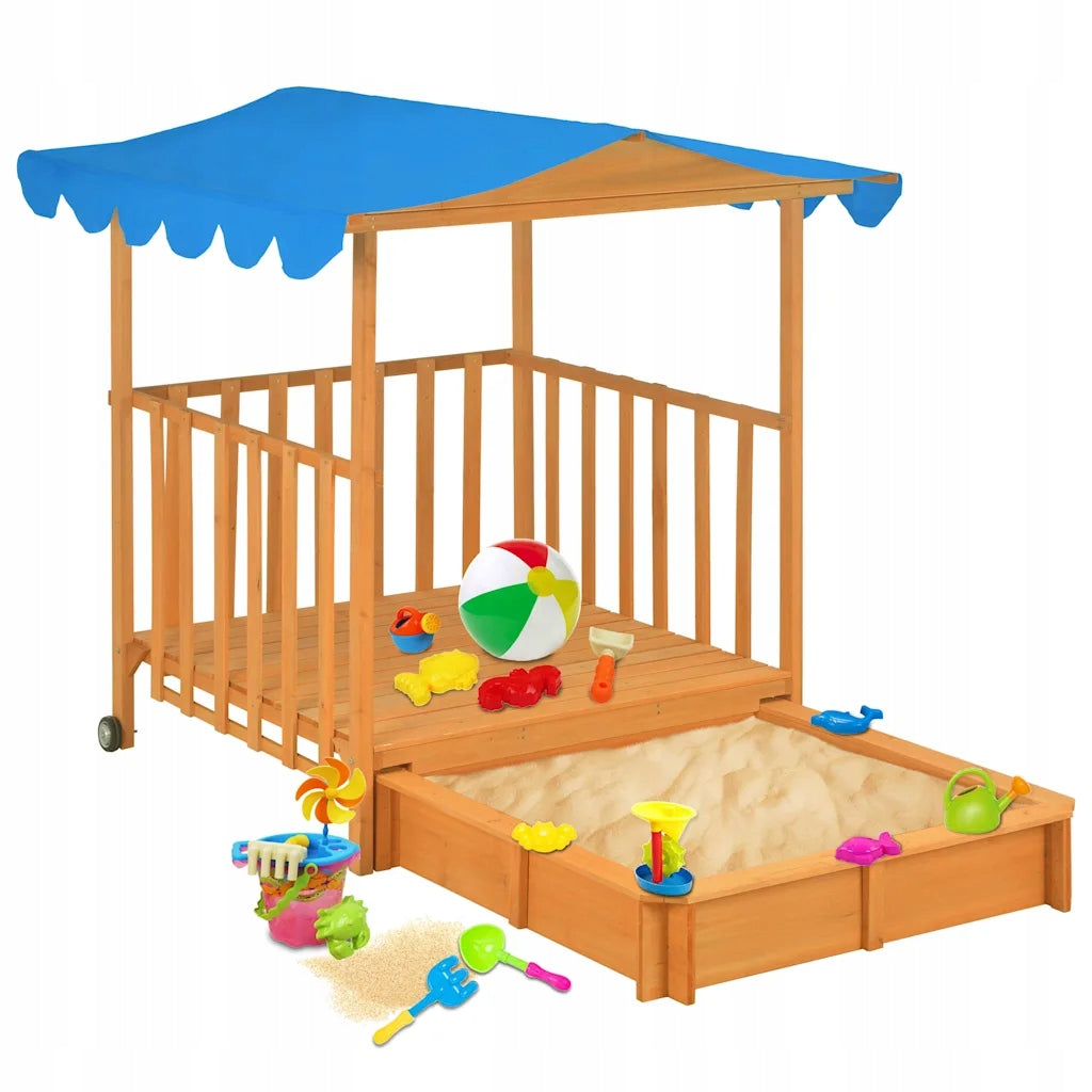 vidaXL House with sandbox, fir wood, blue, UV50 Manufacturer code 91795