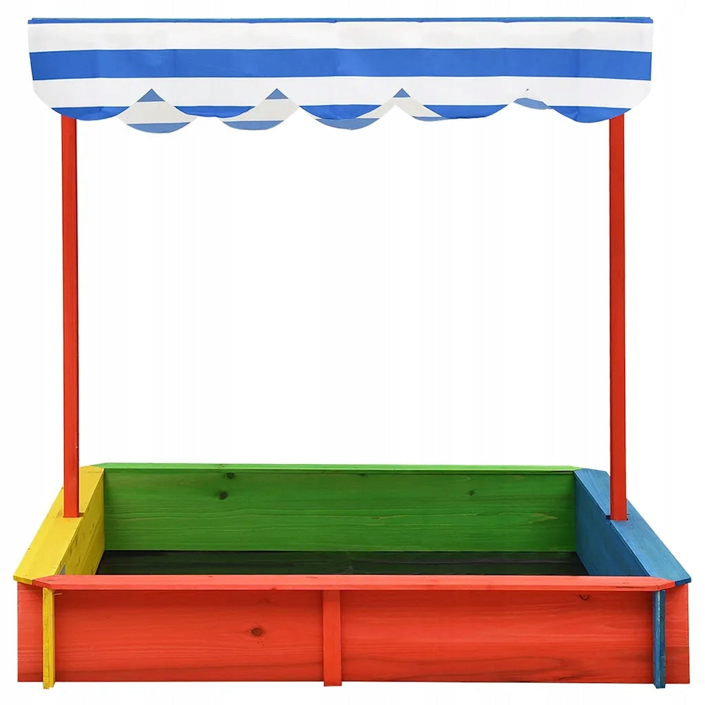 vidaXL Sandbox with adjustable visor, fir, coloured, UV50 Brand VidaXL