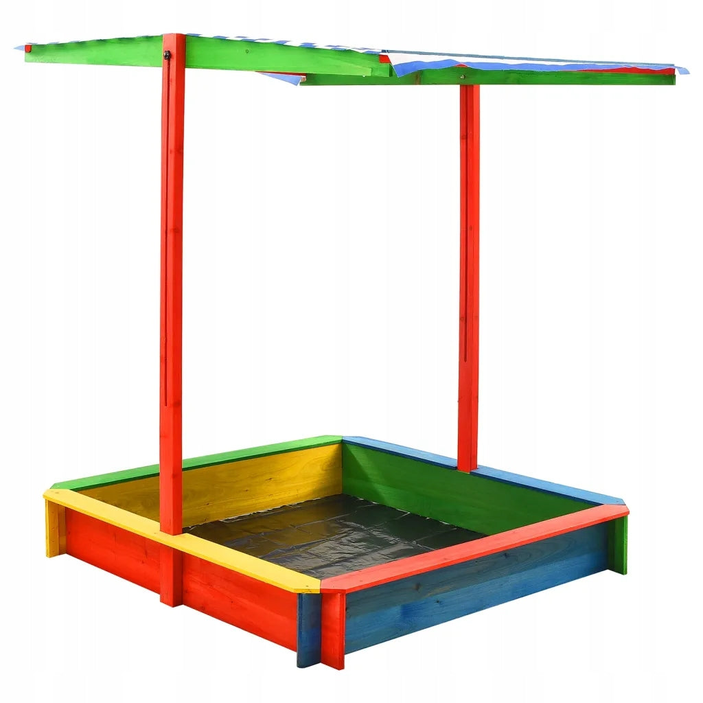 vidaXL Sandbox with adjustable visor, fir, coloured, UV50 Color beige