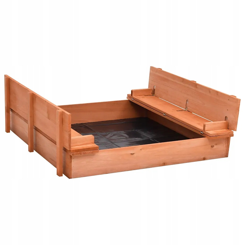 vidaXL Sandbox with lid, fir wood, 95 x 90 x 15 cm Kid's age 0+