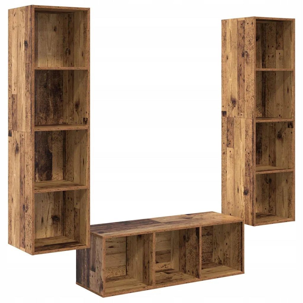 vidaXL TV Cabinet Set 3 pcs Old Wood Material Brand VidaXL